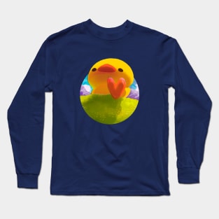 Giant Kaiju Ducky Stampeding through a Meadow Long Sleeve T-Shirt